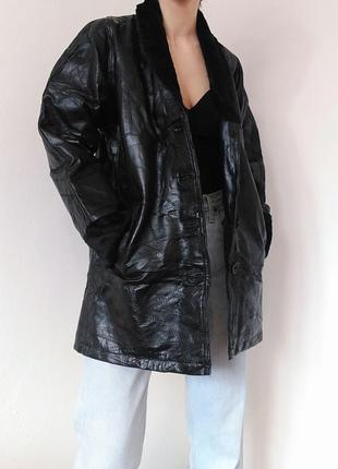Кожаная куртка черная кожаная куртка натуральная кожа дубленка винтажная куртка пальто косухая кожа6 фото
