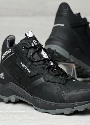 Спортивные кожаные ботинки, кроссовки зимние термо adidas terrex gore-tex9 фото