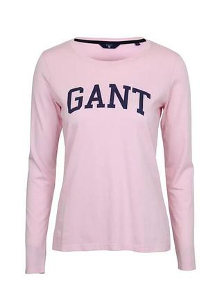 Стильный хлопковый лонгслив розового цвета gant made in india, оригинал, молниеносная отправка