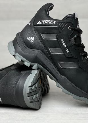 Спортивные кожаные ботинки, кроссовки зимние термо adidas terrex gore-tex4 фото