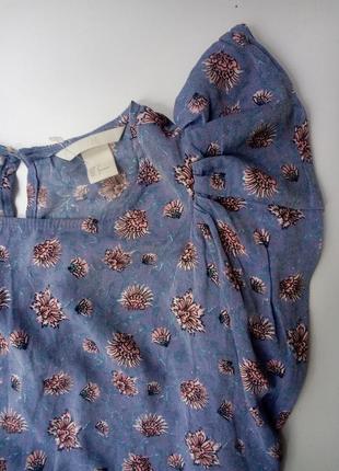 Топ блузка с рюшами оборками на плечах в цветочный принт4 фото