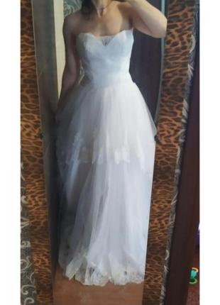 Цена до конца февраля!пышное свадебное платье со шлейфом2 фото