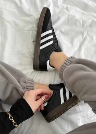 Женские кожаные кроссовки adidas samba black white адидас самба топ продажа9 фото