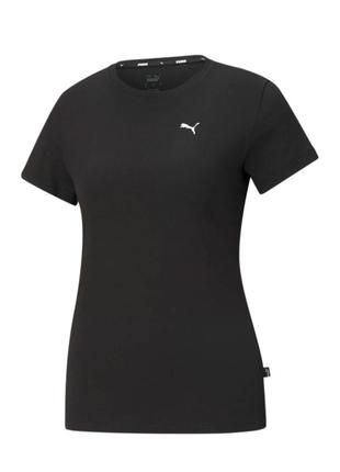 Puma essentials small logo футболка женская черная и белая1 фото