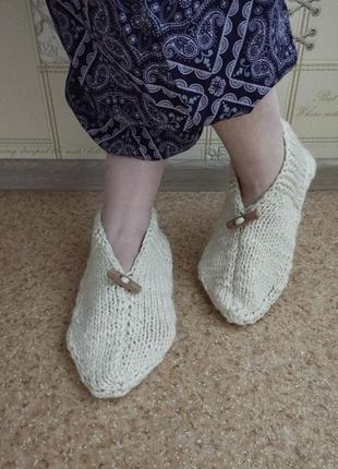 Handmade домашние тапочки следки носки шерстяные, ручная работа, большие, винтаж1 фото