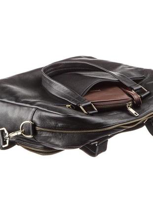 Чоловіча шкіряна ділова сумка-портфель для ноутбука shvigel 19108 чорна5 фото