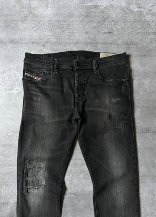 Серые джинсы diesel tepphar distressed slim-carrot4 фото