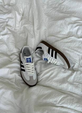 Женские кожаные кроссовки adidas samba black white адидас самба хит продажа премиум4 фото