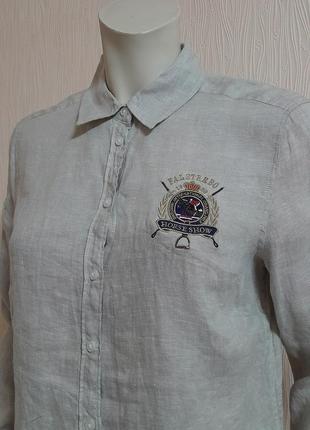 Бомбовая льняная рубашка бежевого цвета gina tricot premium quality made in bangladesh3 фото