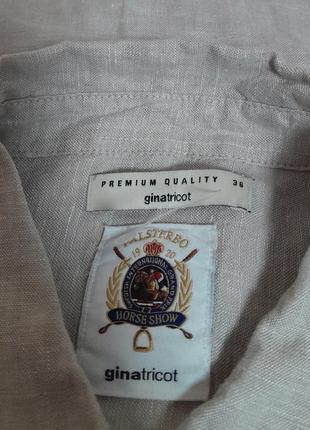 Бомбовая льняная рубашка бежевого цвета gina tricot premium quality made in bangladesh6 фото