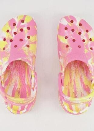 Крокс классик клог платформа розовый лемобид crocs classic clog platform marbled pink lemonade/multi3 фото