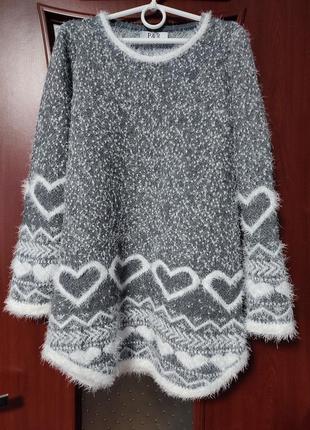 Мягкий свитер - туника на девочку