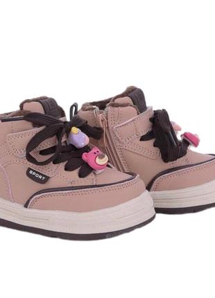 Демисеонные ботинки-хайтопы в розово-коричневом цвете для девочки арт.70-1