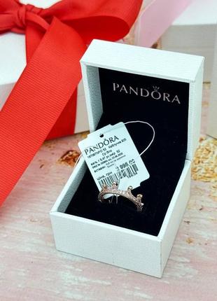 Срібна каблучка pandora «корона» у позолоті rose4 фото