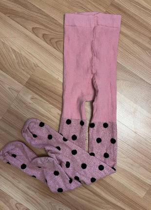 Колготы нарядные розовые люрекс горох h&m