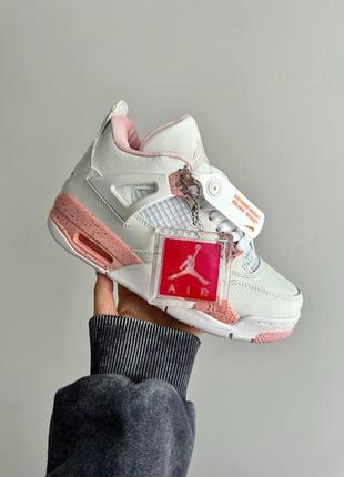 Женские кроссовки nike air jordan 4 👕 retro “pink oreo”  premium 🩷
