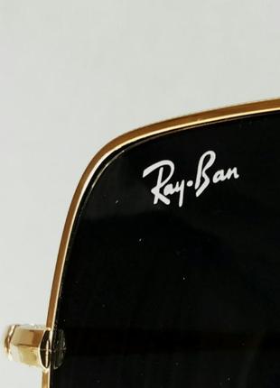 Очки в стиле ray ban  унисекс солнцезащитные черные в золоте линзы стекло10 фото