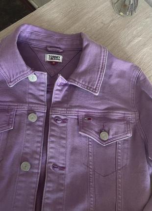 Джинсовая куртка фиолетовая оверсайз3 фото