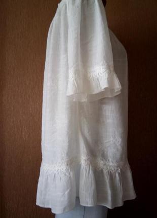 Воздушная белая блузка с кружево короткий рукав на плечи размер 10 adiva7 фото
