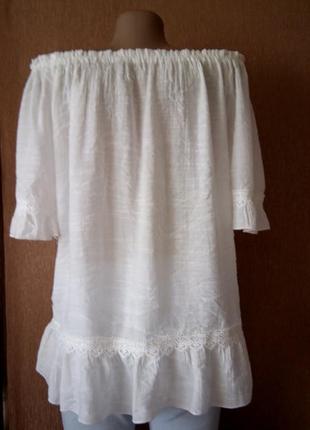 Воздушная белая блузка с кружево короткий рукав на плечи размер 10 adiva8 фото