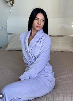 Жіноча якісна велюрова піжама кімоно та штани.3 фото