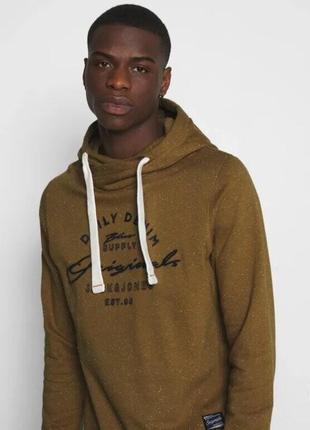 Шикарна толстовка з капюшоном коричневого кольору jack&jones originals made in bangladesh