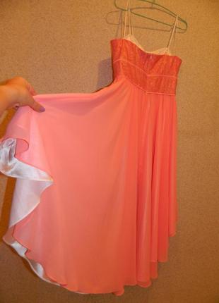 Р. 46-48/m-l платье вечернее нарядное персикового цвета асимметрия swing6 фото