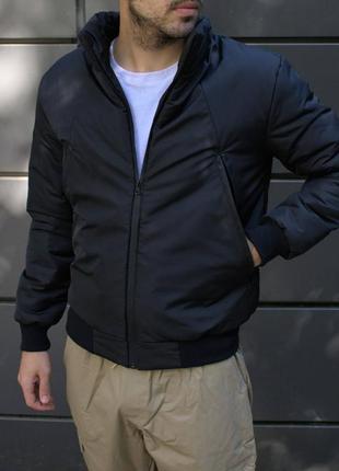 Утепленная мужская куртка бомбер (черная)