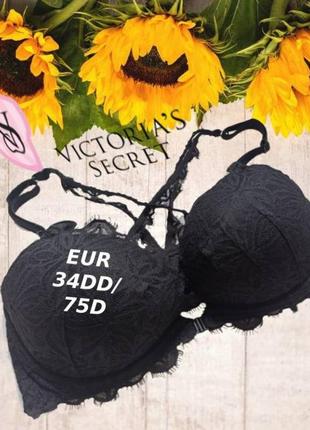 🌹🌹victoria's secret pink eur 34dd/75d бюстгальтер пуш ап кісточка застібка спереду чорний🌹🌹