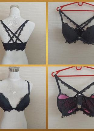 🌹🌹victoria's secret pink eur 34dd/75d бюстгальтер пуш ап косточка застежка спереди черный🌹🌹9 фото