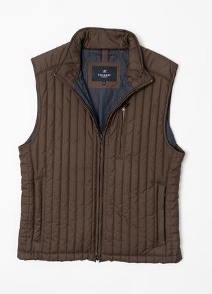 Hackett london channel  quilted gilet vest - brown чоловічий жилет