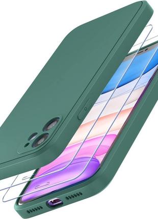 Чехол losvick для iphone 11 с 2 шт. защитный силиконовый чехол из закаленного стекла ударопрочный