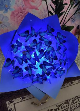 Красивый букет из бабочек 31шт (синий)1 фото