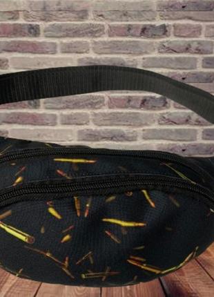 Бананка текстильна через плече молодіжна сумка на пояс з логотипом чорна1 фото