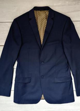Мужской синий пиджак 70% шерсть премиум бренд 38 r
