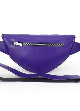 Кожаная сумка - бананка на пояс "чили" (фиолетовый)5 фото