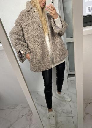 Итальянская шерсть премиум качество куртка шуба лама шерстяная рубашка пальто тедди h&m7 фото
