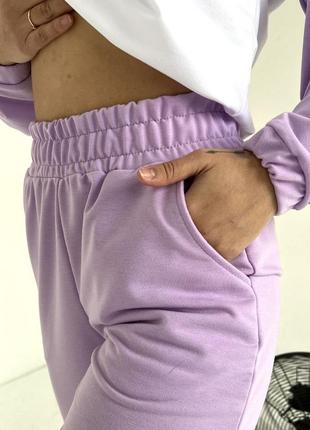 Трендовый спортивный костюм кофта с воротничком на замочке брюки джоггеры с высокой посадкой на резинке с карманами3 фото
