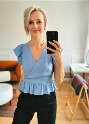 Актуальная голубая блуза1 фото