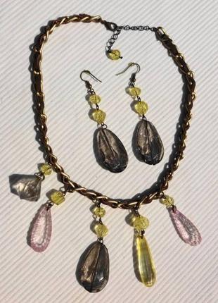 Набор: колье и серьги в лёгком этно...