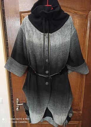 Rimit роскошное пальто демо-зима в стиле бохо р. 44-52, оверсайз, пог 60см