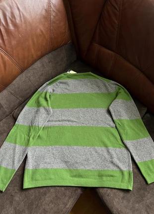Шерстяной свитер mark o polo оригинальный серый в зеленую полоску5 фото
