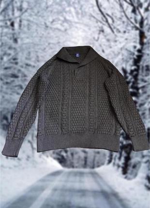 Хлопковый свитер поло пуловер gap оригинальный коричневый1 фото