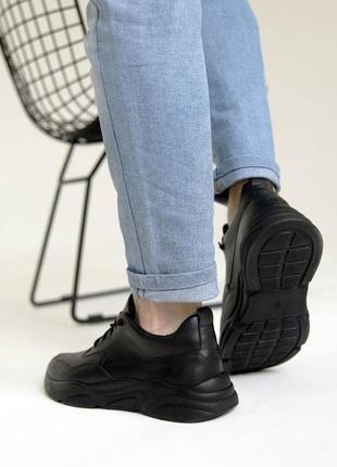 Кросівки чоловічі шкіряні чорні10 фото