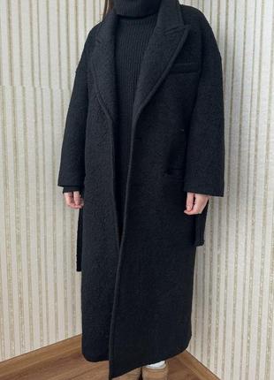 Пальто длинное шерстяное оверсайз на поясе reserved