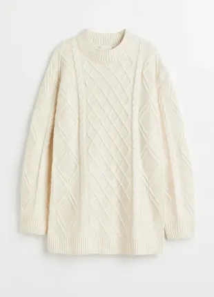 H&m свитер туника платье вязаное белое молочное косы1 фото