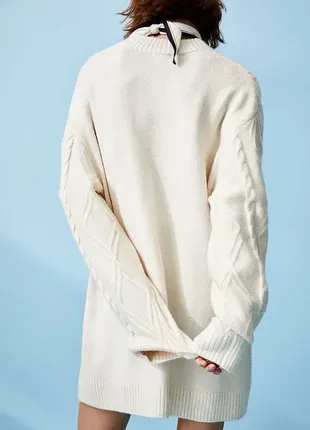 H&amp;m светр туніка сукня в'язана біле молочні коси5 фото
