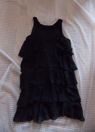 Нарядное черное шифоновое платье с оборками h&amp;m3 фото