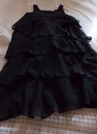 Нарядное черное шифоновое платье с оборками h&amp;m4 фото