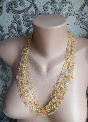 Бусы из бисера и янтаря